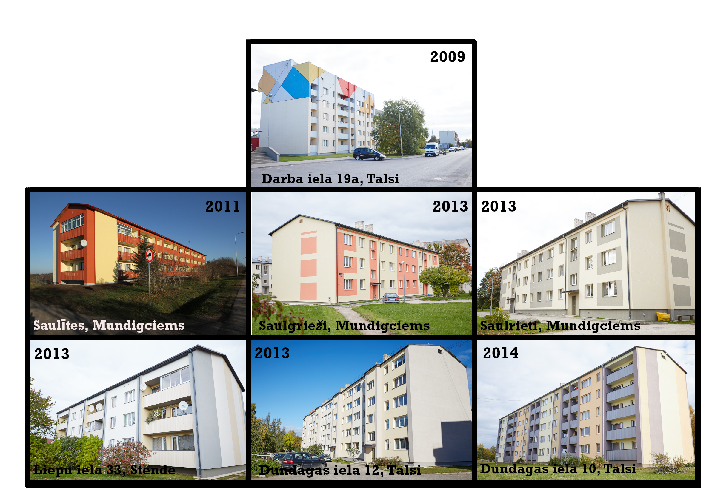 2009-2015. gadu periodā īstenotie projekti, to adreses un īstenošanas gads