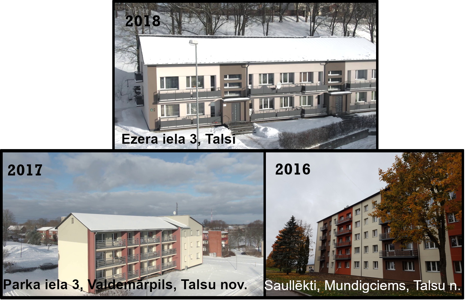2016-2019. gadu periodā īstenotie projekti, to adreses un īstenošanas gads